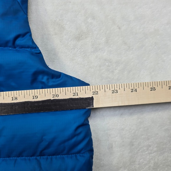 The North Face Goose Down Puffer Vest Mens Medium Blue Zip Nuptse 550 Fill - Picture 13 of 14